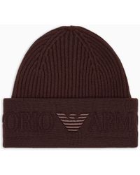 Emporio Armani - Gorro De Lana Con Vuelta Con Logotipo - Lyst