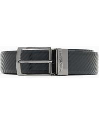 Emporio Armani - Cinturón Reversible De Piel Con Motivo En Relieve - Lyst