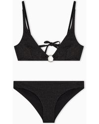 Emporio Armani - Padded Lycra And Lurex Triangle Bikini - Lyst