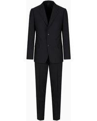 Emporio Armani - Single-breasted, Slim-fit Suit In Jersey-effect Armure Wool - Lyst
