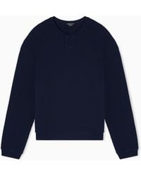 Emporio Armani - Icon Jersey-Stitch, Henley-Collar Sweatshirt - Lyst
