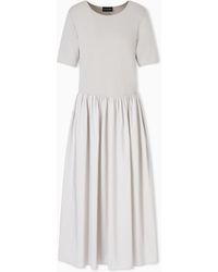 Emporio Armani - Long, Short-Sleeved Interlock Dress - Lyst