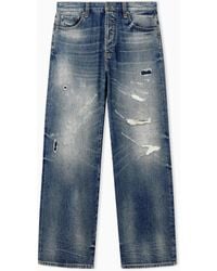 Emporio Armani - Five-Pocket Cotton Denim Jeans With Destroyed Details - Lyst