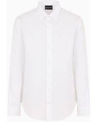 Emporio Armani - Classic-collared Cotton Shirt With A Jacquard Pattern - Lyst