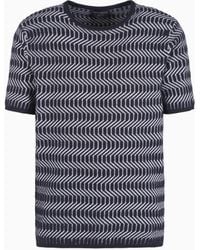 Emporio Armani - Icon Virgin-Wool Crew-Neck Jumper With Two-Tone Op-Art Jacquard Motif - Lyst