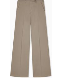 Emporio Armani - Flat-Front Wide-Leg Trousers - Lyst