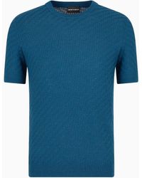 Emporio Armani - Asv Wool And Lyocell-blend Jumper In A Front And Back Plain Knit - Lyst