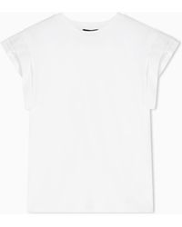Emporio Armani - Jersey T-Shirt With Ruffles On The Sleeves - Lyst