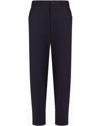 Emporio Armani - Stretch Plain-knit Jersey Trousers With Ribs - Lyst