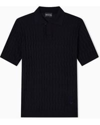 Emporio Armani - Asv Lyocell-Blend Jumper With Polo-Shirt Collar - Lyst