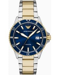 Emporio Armani - Orologio Bicolore World Explorer A Tre Lancette Con Datario - Lyst