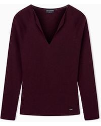 Emporio Armani - Polygon Capsule Collection Virgin Wool Blend V-Neck Jumper - Lyst