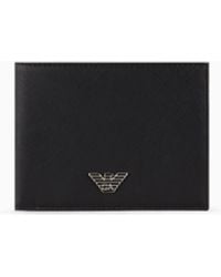 Emporio Armani - Asv Portemonnaie Mit Münzfach Aus Wiederaufbereitetem Saffiano-Leder Mit Adler-Plakette - Lyst