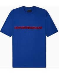 Emporio Armani - Lyocell Blend Jersey T-Shirt With Soft-Touch Embossed Logo - Lyst