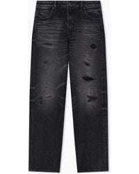 Emporio Armani - J22 Regular-Fit, Stone-Washed Denim Jeans With Rips - Lyst