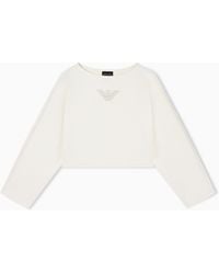 Emporio Armani - Double Jersey Cropped Sweatshirt With Eagle Embroidery - Lyst