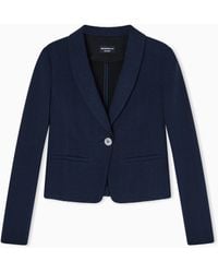 Emporio Armani - Icon Chevron Jacquard Jersey Shawl-Collar Jacket - Lyst