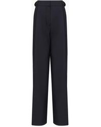 Emporio Armani - High-rise Cotton-blend Palazzo Trousers - Lyst