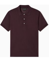 Emporio Armani - Plain-Knit Polo Shirt - Lyst