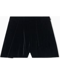 Emporio Armani - Liquid Velvet Shorts With Pleats - Lyst