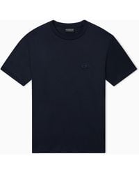 Emporio Armani - Lyocell Blend Jersey T-Shirt With Ea Logo Embroidery - Lyst
