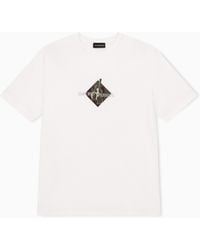 Emporio Armani - Jersey T-Shirt With Embroidered Logo And Flock Print - Lyst
