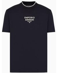 Emporio Armani - Pima Jersey T-shirt With Rubberised Logo - Lyst