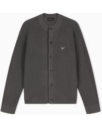 Emporio Armani - Half English Rib Virgin Wool Blend Cardigan Hong Kong Capsule Collection Collection - Lyst