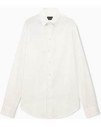 Emporio Armani - Cotton Dress Shirt With A Pointed Collar And Long Sleeves - Lyst