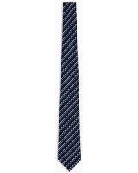 Emporio Armani - Pure Silk Tie With Two-tone Striped Jacquard Motif - Lyst