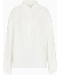 Emporio Armani - Cupro Drill Shirt With Popover Opening - Lyst