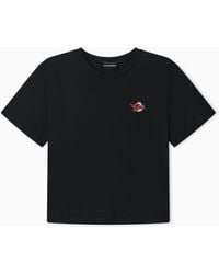 Emporio Armani - Organic Jersey T-Shirt With Logo Stamp - Lyst