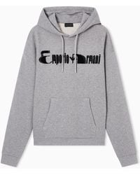 Emporio Armani - Soft-Touch Jersey Hooded Sweatshirt With A Flocked Logo - Lyst