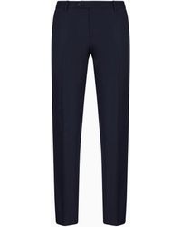 Emporio Armani - Slim Fit Virgin Wool Trousers With Crease Essential - Lyst
