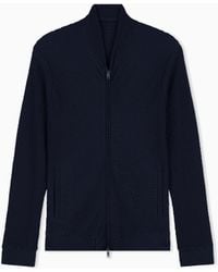 Emporio Armani - Embossed Two-Way Stretch Jersey Blouson - Lyst