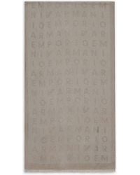 Emporio Armani - Viscose-blend Scarf With Jacquard Lettering - Lyst