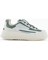 Emporio Armani - Mesh Sneakers With Nubuck Details - Lyst