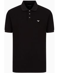 Emporio Armani - Mercerised Piqué Polo Shirt With Micro Eagle - Lyst