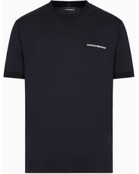 Emporio Armani - Camiseta De Punto Ligero Con Bordado De Logotipo Y Bordes Acanalados - Lyst