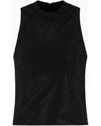 Emporio Armani - Interlock Jersey Top With All-Over Micro Studs - Lyst