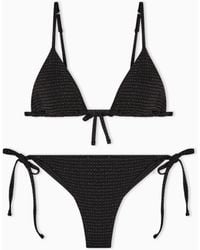 Emporio Armani - Lycra And Lurex Bikini With Padded Triangle Bra - Lyst