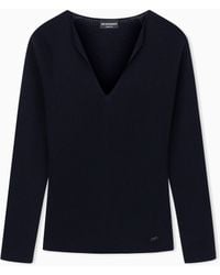 Emporio Armani - Polygon Capsule Collection Virgin Wool Blend V-Neck Jumper - Lyst
