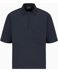 Emporio Armani - Hemd Mit Polokragen, Gefertigt Aus Einer Baumwoll-Seiden-Mischung - Lyst