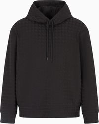 Emporio Armani - Sudadera Con Capucha De Punto De Mezcla De Lyocell Con Águilas Repetidas Y Motivo En Tejido Jacquard Asv - Lyst