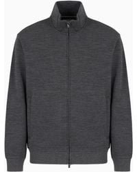 Emporio Armani - Travel Essential Virgin Wool-Blend Jersey Full-Zip Cardigan - Lyst