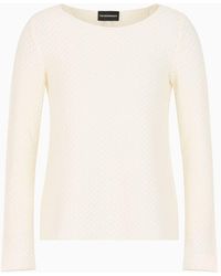 Emporio Armani - Asv Recycled Jersey Jacquard Boat-neck Flared Jumper - Lyst