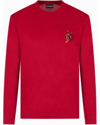Emporio Armani - Asv Pullover Aus Einer Jersey-Lyocell-Mischung Mit Stickerei - Lyst