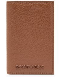 Emporio Armani - Zipped, Tumbled-Leather Bi-Fold Card Holder - Lyst