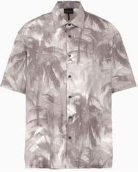 Emporio Armani - Asv Lyocell-blend Oversized, Short-sleeved Shirt With All-over Print - Lyst