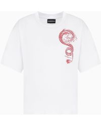 Emporio Armani - T-shirt Aus Merzerisiertem Jersey Mit Drachen-print - Lyst